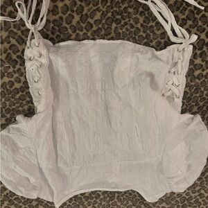 White Lace-Up Women's Top